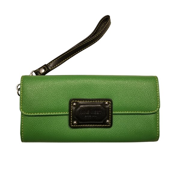 Nine West Long Wallet Removable Wristlet Watermelon Green/Pink Zip Coin Pouch - Picture 1 of 7